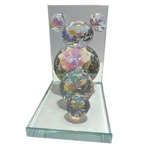 Crystal Mouse Diamond Cut Iridescent Carved Heavy Bookend